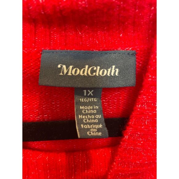 ModCloth Red Mock Neck Pullover Sweater Red Holiday Women's Size 1X NWT - Picture 3 of 5